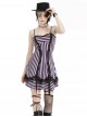 Black Purple Sexy Tube Top Striped Knitted Lace Stitching Punk Style Slim Dress
