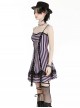 Black Purple Sexy Tube Top Striped Knitted Lace Stitching Punk Style Slim Dress