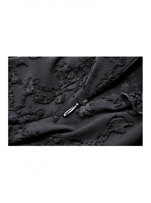 Rock Avant Garde Black Lace Splicing Rebellious Metal Ring Buckle Decoration Punk Style Suspender Dress