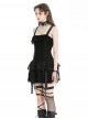Rock Avant Garde Black Lace Splicing Rebellious Metal Ring Buckle Decoration Punk Style Suspender Dress