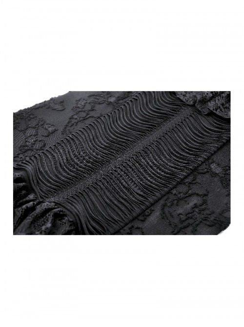 Rock Avant Garde Black Lace Splicing Rebellious Metal Ring Buckle Decoration Punk Style Suspender Dress