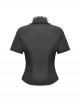 Black Personality Spider Web Hollow Design Metal Spider Zipper Collar Lace Splicing Punk Style Shirt