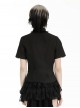 Black Personality Spider Web Hollow Design Metal Spider Zipper Collar Lace Splicing Punk Style Shirt