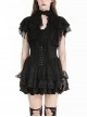 Unique Black Mock Two Piece Design Exquisite Mesh Lace Splicing Rose Decoration Gothic Style Shirt