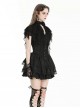 Unique Black Mock Two Piece Design Exquisite Mesh Lace Splicing Rose Decoration Gothic Style Shirt