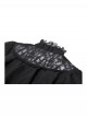 Unique Black Mock Two Piece Design Exquisite Mesh Lace Splicing Rose Decoration Gothic Style Shirt