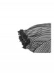 College Style Black White Striped Hem Ruffle Stitching Retro Puff Sleeves Design Gothic Style Shirt