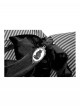 College Style Black White Striped Hem Ruffle Stitching Retro Puff Sleeves Design Gothic Style Shirt
