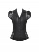 Black Sexy Lace Hollow Stitching Elegant Lapel Design Gothic Style Slim Top