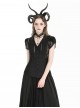 Black Sexy Lace Hollow Stitching Elegant Lapel Design Gothic Style Slim Top