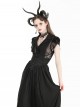 Black Sexy Lace Hollow Stitching Elegant Lapel Design Gothic Style Slim Top