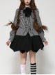 Unique Black White Stripes Exquisite Ruffle Stitching Lace Skull Scarf Decoration Gothic Style Loose Shirt