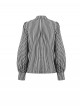 Unique Black White Stripes Exquisite Ruffle Stitching Lace Skull Scarf Decoration Gothic Style Loose Shirt