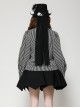 Unique Black White Stripes Exquisite Ruffle Stitching Lace Skull Scarf Decoration Gothic Style Loose Shirt