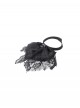 Unique Black White Stripes Exquisite Ruffle Stitching Lace Skull Scarf Decoration Gothic Style Loose Shirt