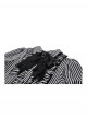 Unique Black White Stripes Exquisite Ruffle Stitching Lace Skull Scarf Decoration Gothic Style Loose Shirt