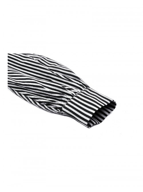 Unique Black White Stripes Exquisite Ruffle Stitching Lace Skull Scarf Decoration Gothic Style Loose Shirt