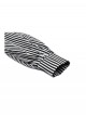 Unique Black White Stripes Exquisite Ruffle Stitching Lace Skull Scarf Decoration Gothic Style Loose Shirt