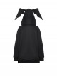 Dark Black Devil Rabbit Ears Shape Cool Metal Rivet Decoration Punk Style Loose Hooded Cardigan