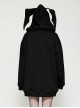 Dark Black Devil Rabbit Ears Shape Cool Metal Rivet Decoration Punk Style Loose Hooded Cardigan