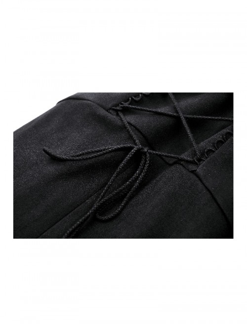 Elegant Black Fur Collar Vintage Metal Button Decoration Gothic Style Long Coat