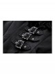 Elegant Black Fur Collar Vintage Metal Button Decoration Gothic Style Long Coat