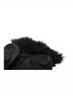 Elegant Black Fur Collar Vintage Metal Button Decoration Gothic Style Long Coat