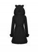 Black Plush Cute Plush Hooded Metal Moon Decoration Gothic Style Coat