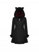 Black Plush Cute Plush Hooded Metal Moon Decoration Gothic Style Coat