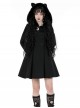 Black Plush Cute Plush Hooded Metal Moon Decoration Gothic Style Coat