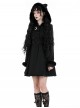 Black Plush Cute Plush Hooded Metal Moon Decoration Gothic Style Coat
