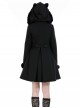 Black Plush Cute Plush Hooded Metal Moon Decoration Gothic Style Coat
