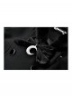 Black Plush Cute Plush Hooded Metal Moon Decoration Gothic Style Coat