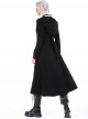 Black Cool Metal Rivet Decoration Details Lace Decoration Punk Style Hooded Long Coat