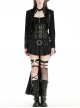 Black Cool Metal Rivet Decoration Personality Snake Pattern Leather Splicing Punk Style Longtail Jacket