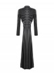 Black Cool Metal Rivet Decoration Personality Snake Pattern Leather Splicing Punk Style Longtail Jacket