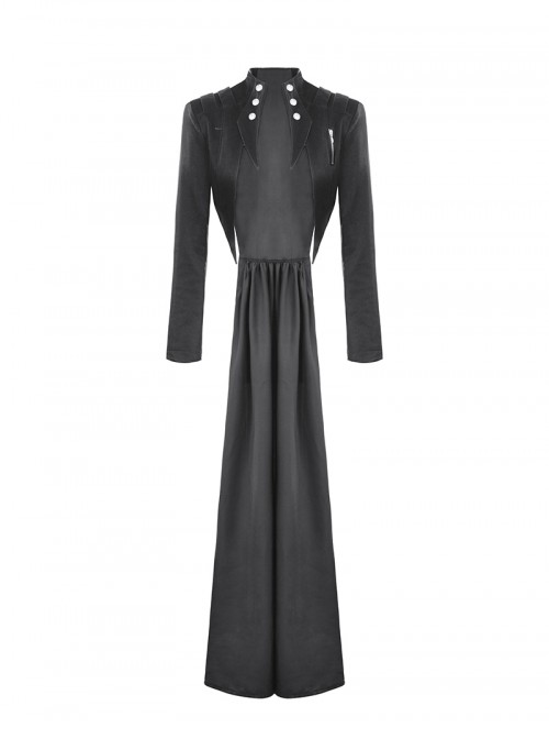 Black Cool Metal Rivet Decoration Personality Snake Pattern Leather Splicing Punk Style Longtail Jacket