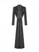 Black Cool Metal Rivet Decoration Personality Snake Pattern Leather Splicing Punk Style Longtail Jacket