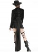 Black Cool Metal Rivet Decoration Personality Snake Pattern Leather Splicing Punk Style Longtail Jacket