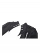 Black Cool Metal Rivet Decoration Personality Snake Pattern Leather Splicing Punk Style Longtail Jacket