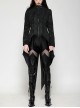 Retro Black Jacquard Pattern Elegant Small High Collar Design Gothic Style Tailcoat