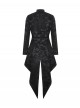 Retro Black Jacquard Pattern Elegant Small High Collar Design Gothic Style Tailcoat