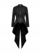 Retro Black Jacquard Pattern Elegant Small High Collar Design Gothic Style Tailcoat