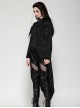 Retro Black Jacquard Pattern Elegant Small High Collar Design Gothic Style Tailcoat
