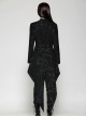 Retro Black Jacquard Pattern Elegant Small High Collar Design Gothic Style Tailcoat