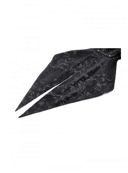 Retro Black Jacquard Pattern Elegant Small High Collar Design Gothic Style Tailcoat