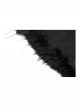 Dark Black Faux Fur Design Plush Trim Oversized Hooded Gothic Style Cloak