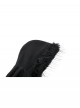 Dark Black Faux Fur Design Plush Trim Oversized Hooded Gothic Style Cloak