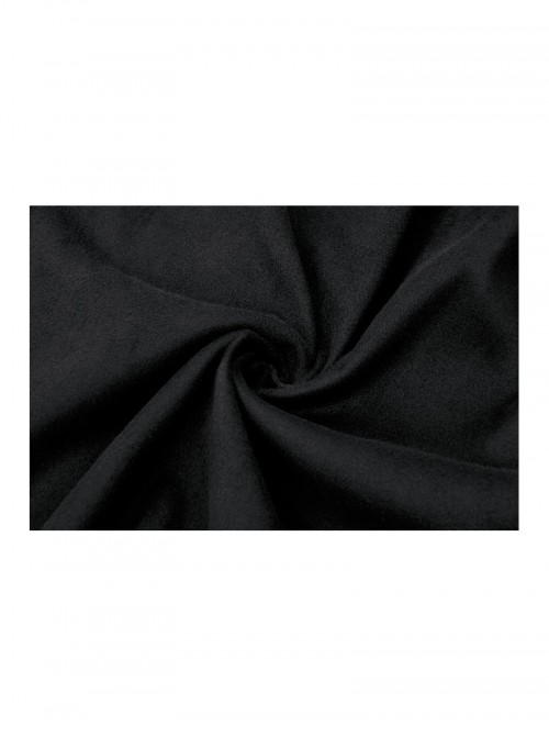 Dark Black Faux Fur Design Plush Trim Oversized Hooded Gothic Style Cloak