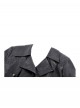 Cool Black Leather Splicing Personalized Metal Buckle Decoration Punk Style Loose Long Coat